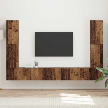vidaXL TV spintelių komplektas 8 pcs Senovinis medis Apdirbta mediena