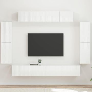 vidaXL Televizoriaus spintelė 8 pcs Aukštai blizganti balta