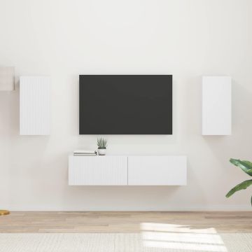 vidaXL TV spintelių komplektas 4 pcs Balta Apdirbta mediena
