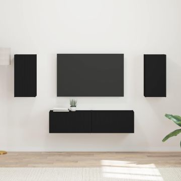 vidaXL TV spintelių komplektas 4 pcs Juoda Apdirbta mediena