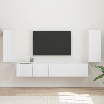 vidaXL TV spintelių komplektas 4 pcs Balta Apdirbta mediena