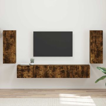 vidaXL TV spintelių komplektas 4 pcs Rūkyta ąžuolas Apdirbta mediena