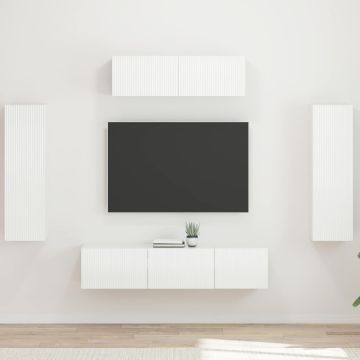 vidaXL Televizoriaus spintelė 5 pcs Aukštai blizganti balta