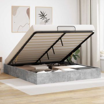 vidaXL Otomano lovos rėmas Betoninė 203 x 180 x 25 cm Dirbtinė mediena
