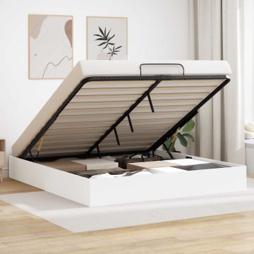 vidaXL Otomano lovos rėmas Baltas 203 x 160 x 25 cm Dirbtinė mediena