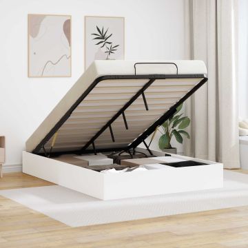 vidaXL Otomano lovos rėmas Baltas 203 x 140 x 25 cm Dirbtinė mediena