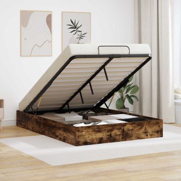 vidaXL Otomano lovos rėmas Rūkytas Ąžuolas 203 x 140 x 25 cm