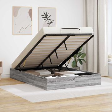 vidaXL Otomano lovos rėmas su saugykla Pilka Sonoma 203 x 140 x 25 cm