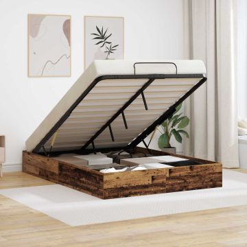 vidaXL Otomano lovos rėmas su saugykla Senas medis 193 x 135 x 25 cm