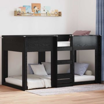 vidaXL Vaikų dvigulė lova Juodas ąžuolas 75 x 190 cm Apdirbta mediena