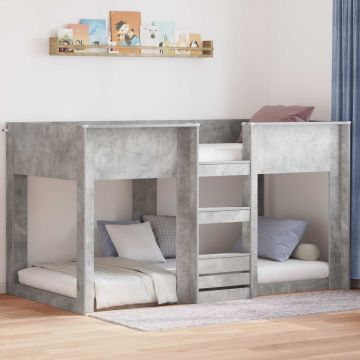vidaXL Vaikų dvigulė lova Betono pilka 100 x 200 cm Apdirbta mediena