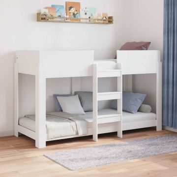 vidaXL Vaikų dvigulė lova Balta 75 x 190 cm Apdirbta mediena