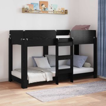 vidaXL Vaikų dvigulė lova Juodas ąžuolas 75 x 190 cm Apdirbta mediena