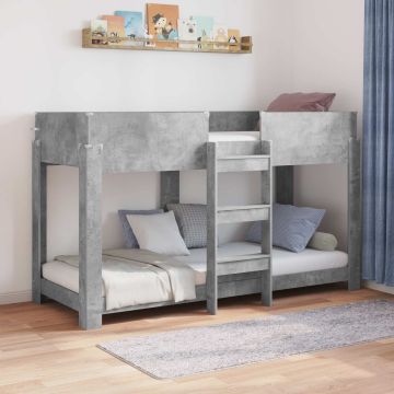vidaXL Vaikų dvigulė lova Betono pilka 75 x 190 cm Apdirbta mediena