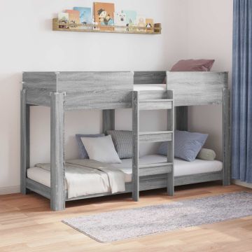 vidaXL Vaikų dvigulė lova Pilkas Sonoma 75 x 190 cm Apdirbta mediena