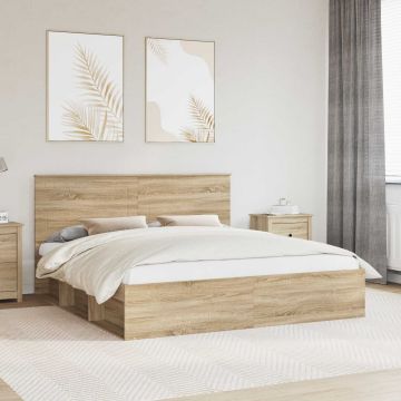 vidaXL Lovos rėmas Sonoma 200 x 200 cm Kietos pušies mediena