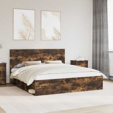 vidaXL Lovos rėmas Rūkyta ąžuolas 200 x 200 cm Kietos pušies mediena