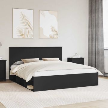 vidaXL Lovos rėmas Juoda 180 x 200 cm Kietos pušies mediena