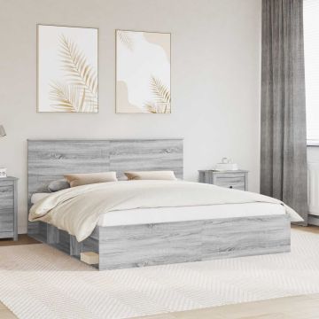 vidaXL Lovos rėmas Pilkas Sonoma 180 x 200 cm Kietos pušies mediena
