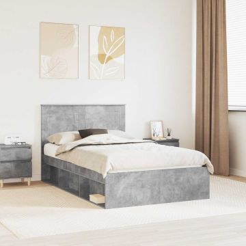 vidaXL Lovos rėmas Betono pilka 135 x 190 cm Kietos pušies mediena