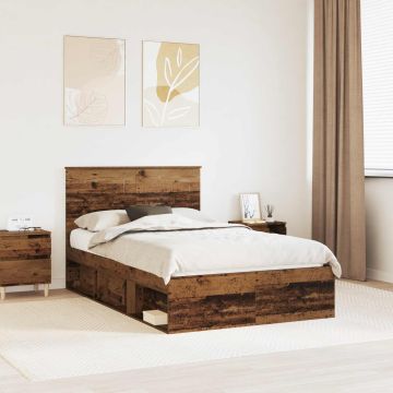 vidaXL Lovos rėmas Senas medis 135 x 190 cm Kietos pušies mediena