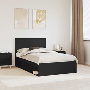 vidaXL Lovos rėmas Juoda 120 x 190 cm Kietos pušies mediena