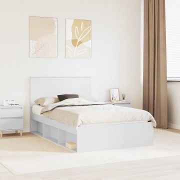 vidaXL Lovos rėmas Balta 120 x 200 cm Kietos pušies mediena