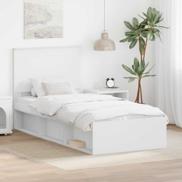 vidaXL Lovos rėmas Balta 100 x 200 cm Kietos pušies mediena