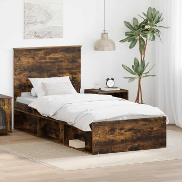 vidaXL Lovos rėmas Rūkyta ąžuolas 100 x 200 cm Kietos pušies mediena