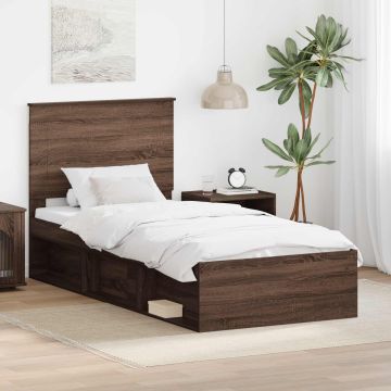 vidaXL Lovos rėmas Rudas ąžuolas 100 x 200 cm Kietos pušies mediena