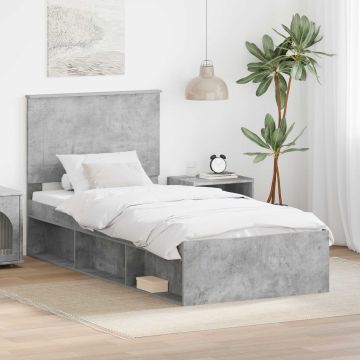 vidaXL Lovos rėmas Betono pilka 75 x 190 cm Kietos pušies mediena