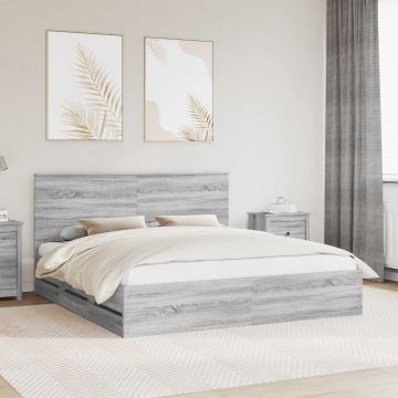 vidaXL Lovos rėmas Pilkas Sonoma 180 x 200 cm Inžinerinė mediena
