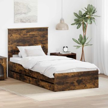 vidaXL Lovos rėmas Rūkyta ąžuolas 100 x 200 cm Inžinerinė mediena