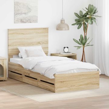 vidaXL Lovos rėmas Sonoma ąžuolas 90 x 190 cm Inžinerinė mediena