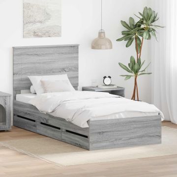 vidaXL Lovos rėmas Pilkas Sonoma 75 x 190 cm Inžinerinė mediena