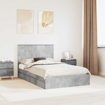 vidaXL Saugos lova Betono pilka 135 x 190 cm Apdirbta mediena