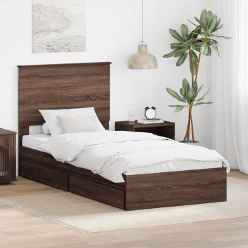 vidaXL Saugos lova Rudas ąžuolas 75 x 190 cm Apdirbta mediena