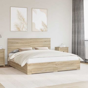 vidaXL Lovos rėmas Sonoma ąžuolas 200 x 200 cm Apdirbta mediena