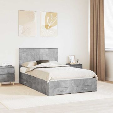 vidaXL Lovos rėmas Betono pilka 135 x 190 cm Apdirbta mediena