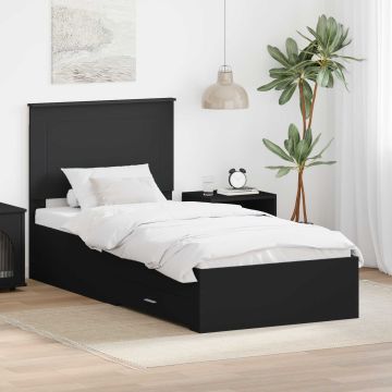vidaXL Lovos rėmas Juodas ir sidabrinis 100 x 200 cm Apdirbta mediena