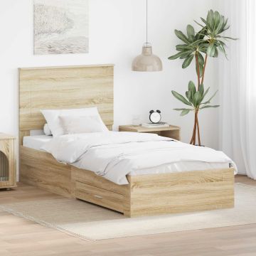 vidaXL Lovos rėmas Sonoma ąžuolas 100 x 200 cm Apdirbta mediena