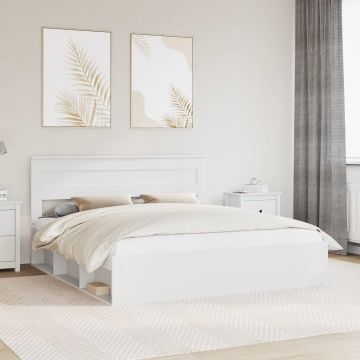 vidaXL Lovos rėmas Balta 180 x 200 cm Kietos pušies mediena
