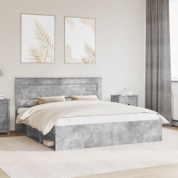 vidaXL Lovos rėmas Betoninė 180 x 200 cm Kietos pušies mediena