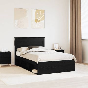 vidaXL Lovos rėmas Juoda 135 x 190 cm Kietos pušies mediena