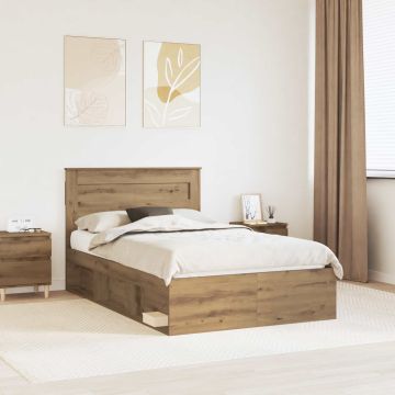 vidaXL Lovos rėmas Meistrų ąžuolas 135 x 190 cm Kietos pušies mediena