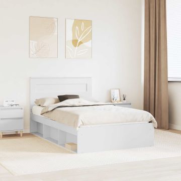 vidaXL Lovos rėmas Balta 120 x 190 cm Kietos pušies mediena