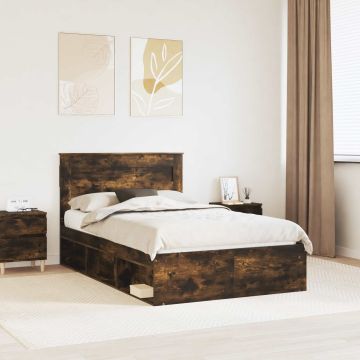 vidaXL Lovos rėmas Rūkyta ąžuolas 120 x 200 cm Kietos pušies mediena