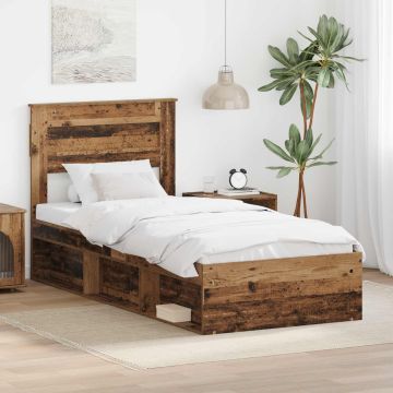 vidaXL Lovos rėmas Senas medis 90 x 190 cm Kietos pušies mediena