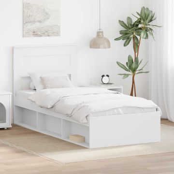 vidaXL Lovos rėmas Balta 90 x 200 cm Kietos pušies mediena