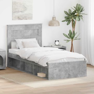 vidaXL Lovos rėmas Betono pilka 75 x 190 cm Kietos pušies mediena